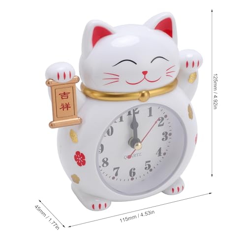 Reloj de Gato de la Suerte, Diseño Lindo de la Forma del Gato de Dibujos Animados, Pantalla Grande, Reloj Despertador del Buen Gato de la Suerte para el Hogar (YF2025B) - imagen 2