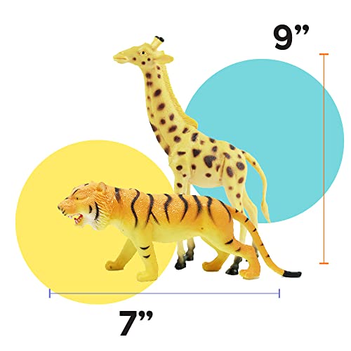 Boley 12 Piece Jumbo Safari Animals - 9" Jungle Animals And Zoo Animals - Great Educational Toy For Kids, Toddlers, Children Or Party Favor! #TOP4