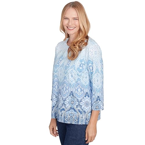 Split Beaded Neck Ombre Medallion Top3