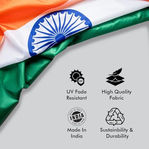 Image of The Flag Company Indian National Flag 1ft x 1.5ft (12 x 18 Inches) | Premium Polyester Fabric | Fade Resistant Tiranga Flag for Indoor & Outdoor Use | Bharat Flag for Home, Office, School & National Celebrations