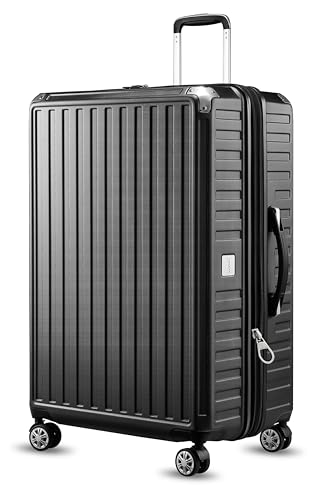 LUGGEX 28 Inch Luggage with Spinner Wheels, PC Expandable Hard Shell Suitcases Large Checked Luggage, Charcoal Metallic