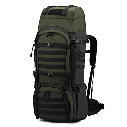 Mardingtop 65L Molle Hiking Internal Frame Backpacks with Rain Cover Black and Army