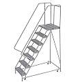 Tri-Arc WLAR107244-D4 7-Step, 21" Deep Top Rolling Ladder with Handrails, 24" Wide Solid Ribbed Tread