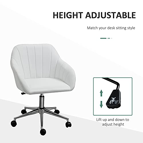Vinsetto Mid Back Home Office Chair Computer Desk Chair With Pu Leather, Adjustable Height, Swivel Wheels For Study, Bedroom, White #TOP3