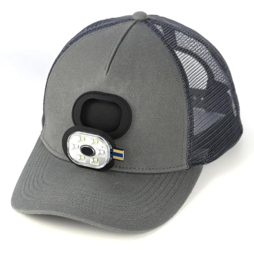 Walopola Cappello da Baseball Illuminato, Cappello con Luce LED,Cappello Leggero Regolabile - 3 Livelli di luminosità, Cappello Illuminato, Lampada Frontale Ricaricabile per Correre, Camminare,