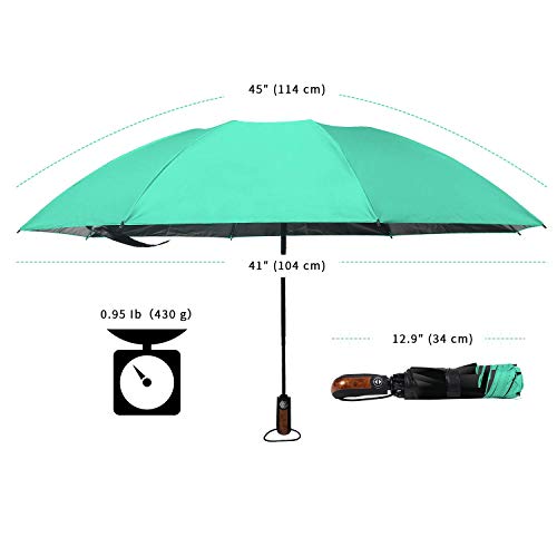 Hailstorm Folding Reverse Umbrella With Uv And Upf50+ Protection - Inverted Windproof Umbrellas With Lightweight Fiberglass Frame - Teal #TOP5