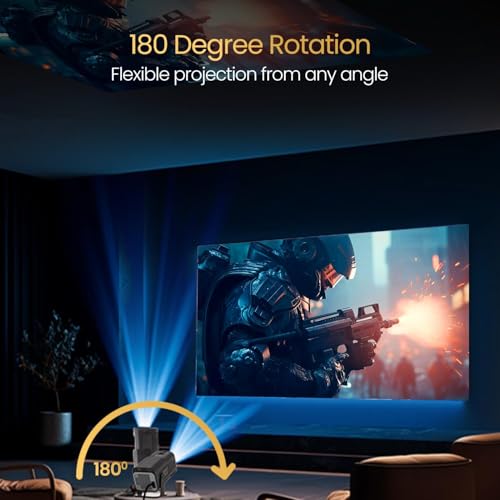Image of RAXOR Android Smart Projector with 4K Ultra HD Resolution, Rotatable Design, Built-in Streaming Apps (Netflix, Prime Video, Hotstar), 4500 Lumens, Screen Mirroring, 5 Watt Speaker(Black)