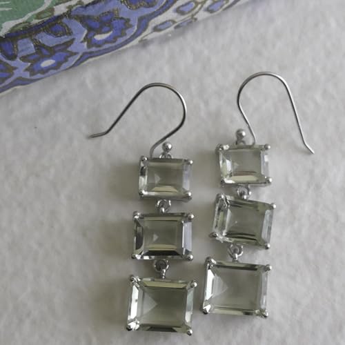 Boucles d'oreilles améthyste verte en argent d'une élégance rare - 5