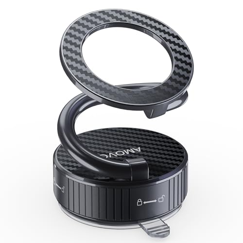 AMVOG Magsafe Car Mount, Magnetic Phone Older,N55 Super Strong Suction Cup, 360° Adjustable, Portable Foldable Phone Holder for Your Car