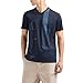 Armani Exchange Men's V-Neck Scattered Logo Elements with Faded Horizontal bar Regular Fit Tee, Navy