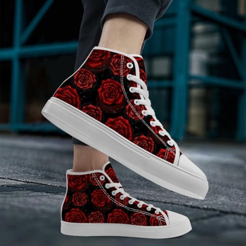 Rose High Top Canvas Shoes Flower High Top Sneakers Lace Up Casual Shoes for Women2