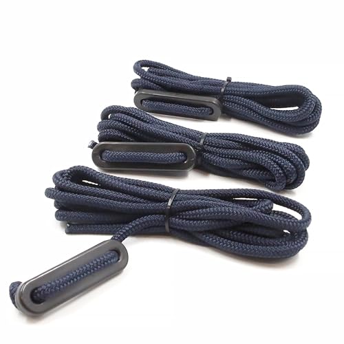 GOLDEN COCK 3PC - Polyester Navy Blue Guy Lines 6mm Tent Cords with Plastic Adjuster Tensioner for Tent, Tying Down Tarps, Camping