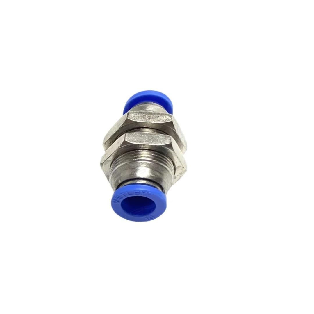 zorfar 1PCS Nickel Plated Brass Bulkhead Fitting, Push-in Pneumatic Connector for Air Tubing(10mm)