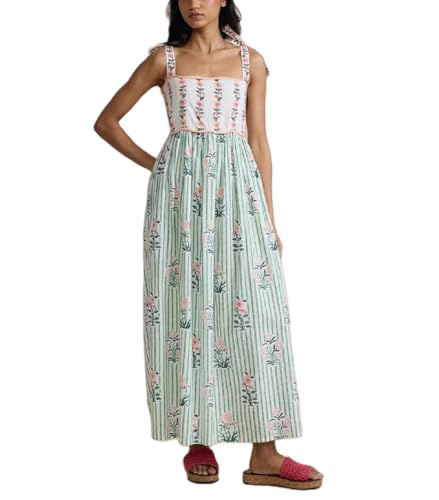 Image of Women Y2k Boho Maxi Dress Tie Shoulder Backless Strappy Tiered Flowy Dress 2024 Summer Floral Beach Sundress