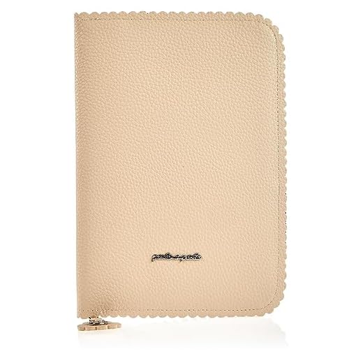 Pasito a Pasito. Libro de Nacimiento Biscuit. Funda Portadocumentos de Bebé con bolsillos y cremallera. Eco-leather tipo vacuno Color Beige. Medidas: 18 X 26 X 1,5 cm.