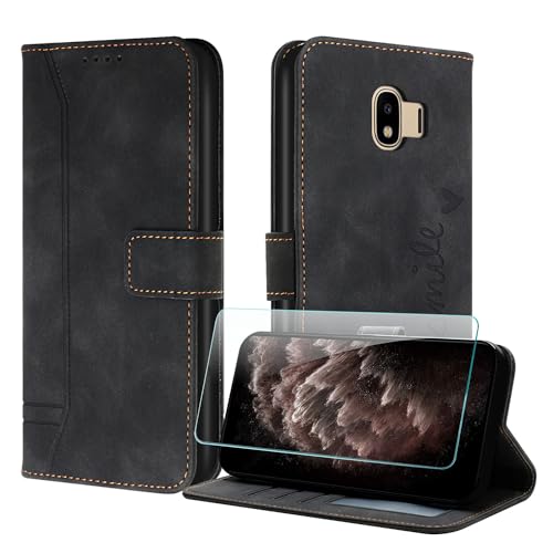 Housse pour Samsung Galaxy J4 2018 en cuir noir avec clapet magnétique chic