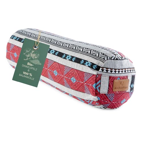 #DoYourYoga Zylinder Yogabolster mit Bio-Dinkelspelz (KBA) waschbarer Bezug aus 100% Baumwolle 68cm x 22cm Yogakissen Meditations- / Sitz- / Zafukissen für Yin Yoga - Style 16
