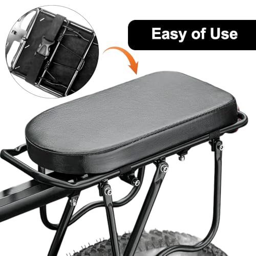 Fahrrad-Rücksitzkissen 30 X 14,5 X 4 cm PU Leder Verdickung Fahrradrücksitz, Hohe Elastizität, Weiches Und Bequemes Fahrrad Hinten Sitz Kissen, Wasserdichter Und StoßFester Gepäckträger Sitz, Schwarz