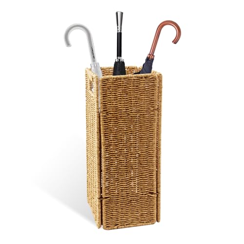 Aiorddl Porte-parapluies en rotin, panier en osier, panier de rangement, canne de marche