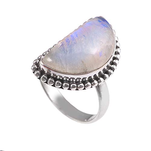 Bague en argent 925 de prestige ornée d'une gemme arc-en-ciel unique