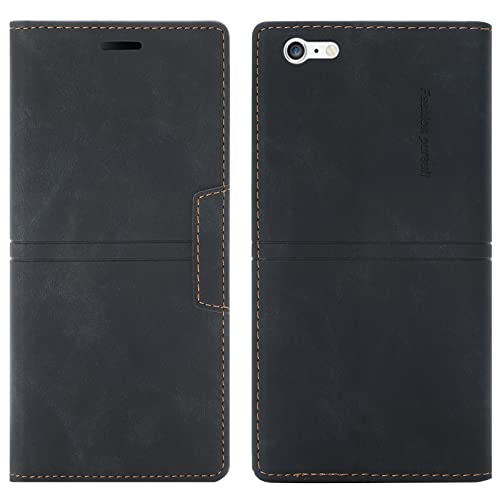 OKZone Funda para iPhone 6S/6, Carcasa Libro con Tapa de Cuero Piel Wallet Case Flip Cover con Kickstand, Magnetica, Ranuras para Tarjetas para iPhone 6S/iPhone 6 (4,7 Pulgadas) (Negro)