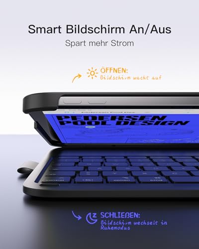 Inateck iPad 11(A16) Hülle mit Tastatur, iPad 10 Gen. Hülle mit Tastatur, für iPad Air 11" M4/ M3/M2 (2026/2025/2024),Air 5/4, Pro 11,QWERTZ,Ultraleichte Tastatur mit Stifthalter,AirTap BK2007 5