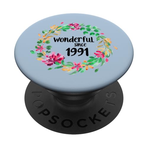 Wonderful Since 1991 34th Birthday Flower Born In 1991 PopSockets PopGrip Adhésif