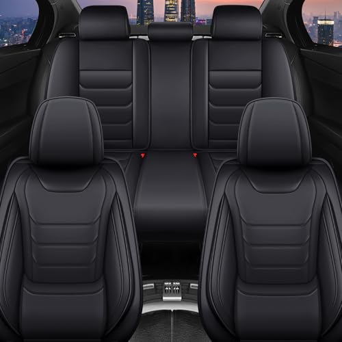 Image of Car Seat Covers Fit for Chevrolet Tahoe 1995-2025, Leather Automotive Seat Covers for Trucks, Heavy-Duty Wear Resistant Seat Protectors, Easy to Install, 5 Seats, Black