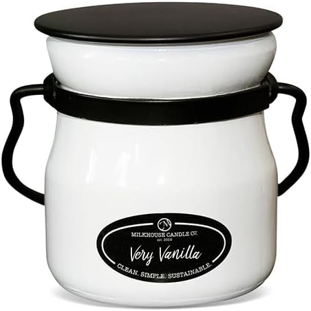 Vista 30 de Milkhouse Candle Company, Castañas asadas, Colección Creamery, Vela de soja perfumada: Vela en tarro de mantequilla, tarro de crema pequeño