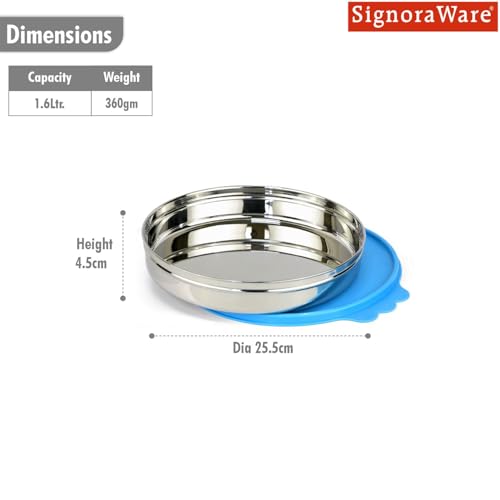 Image of SignoraWare Stainless Steel Small Khakra Box /Container | Airtight & Leakproof | Compact & Stylish Design for Kitchen & Travel Use | Ideal for Khakhra, Snacks & Dry Fruits (1.6 LTR | TBlue)