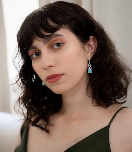 Real Turquoise Earrings Jewelry for Women 925 Sterling Silver Genuine Celtic Knot Vintage Boho Earring with Native Southwest Style3