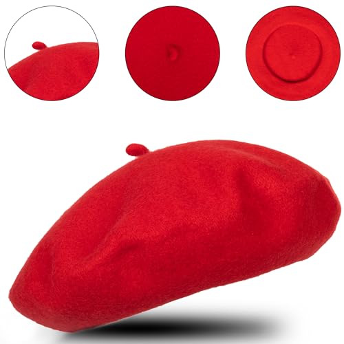 Image of Frenchman Beret Women Men, Mustache Halloween Mime Costume Accessory Beanie Caps Classic Wool Winter French Hat Free Size