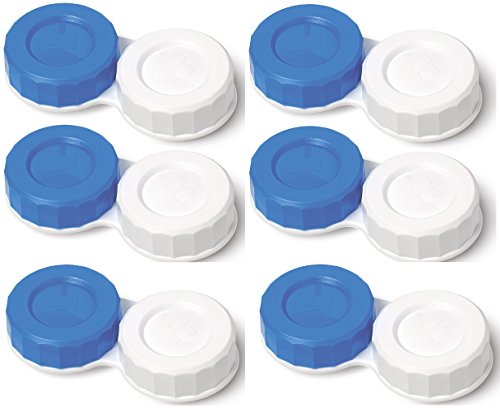 6 X Standard Screw Top Contact Lens Soaking Storage Case With L and R Caps (CE & FDA Approved)