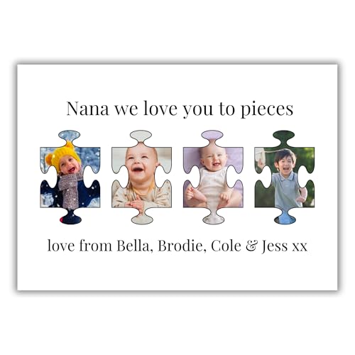 Image of PosterLyte Personalised Photo Print for Grandmother Picture Gift Birthday Mother’s Day Unframed Wall Art (Nana Jigsaw)