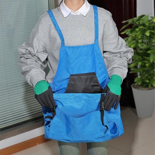 GORGECRAFT Gartenschürzen Set Blauer Stoff Wasserwaschbar Gemüseerntetasche Obstpflücktasche Mit Schnellverschlusstasche Grüne Nylon Arbeitshandschuhe Für Die Gartenernte Männer Und Frauen