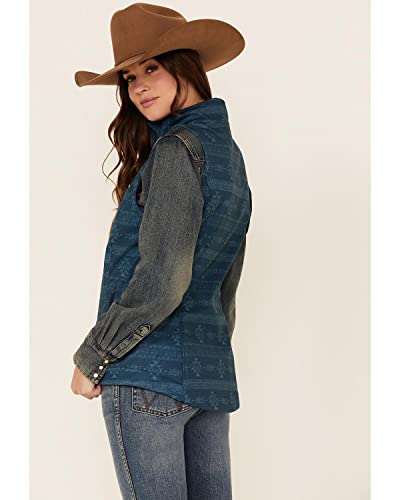 Cinch Women's Southwestern Print Bonded Concealed Carry Zip-Front Vest Teal X-Small #TOP3