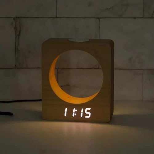 Poemland Digital Wooden Led Alarm Clock Made Of Solidwood (Beech) With Night Light,3 Alarm Settings, Temperature Detect For Bedroom, Bedside, Desk, Kids #TOP3