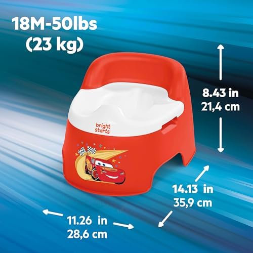 Bright Starts Disney and Pixar Cars Full Comfort Potty Training Toilet, Easy Clean Removable Bowl, Splash Guard, High Back for Comfort & Stability, Toddlers up to 50 lbs — view 7