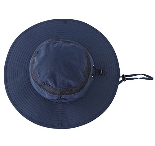 Connectyle Outdoor Mesh Sun Hat Wide Brim Sun Protection Hat Summer Fishing Hunting Hiking Gardenig Hat Navy Blue #TOP2