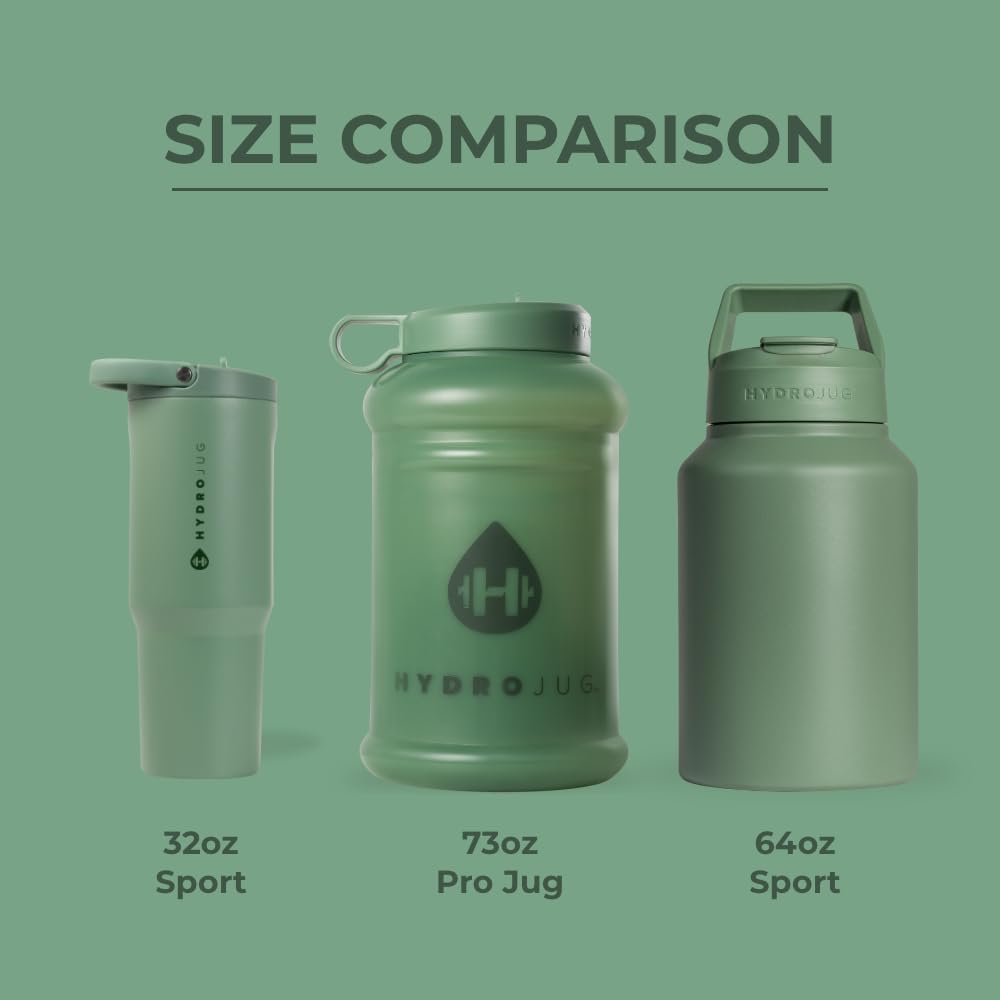 HydroJug Pro Jug V2 Wasserflasche, nachfüllbar, wiederverwendbar, mit Tragegriff, auslaufsicher, ideal für unterwegs, spülmaschinenfest, BPA-frei, Salbei