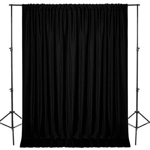DWCN 10x8 FT Black Backdrop Curtains for Parties, Photography Backdrop