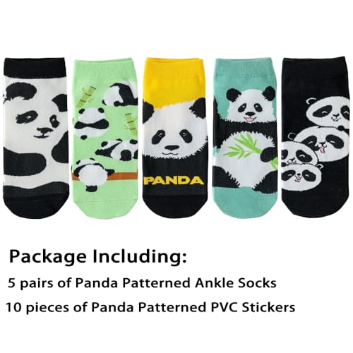 5 Pairs Cute Cartoon Animals Print Cotton Ankle Socks for Women Teens2