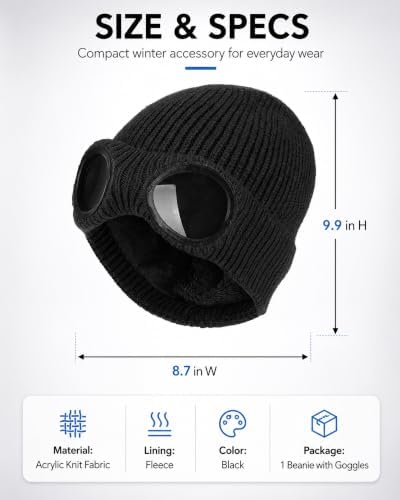 Beanie with Goggles,Unisex Knit Beanie with Goggle Hat Winter Fall Outfits - 5
