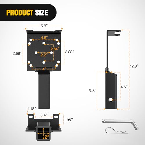 Image of Nilight Universal Trailer Hitch Winch Mounting Plate with 2'' Receiver Hitch Winch Bracket Winch Mounting Heavy Duty Steel 3600Lbs for ATV UTV SUV Truck Pickup Lawn Garden Equipment