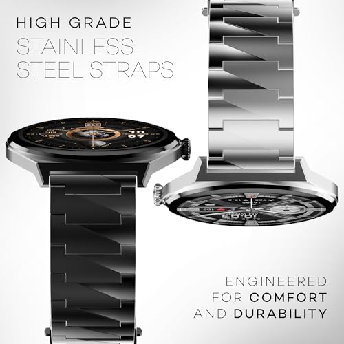 Image of Pebble Royale Steel Luxury Metal Smartwatch | Ultra-Slim Stainless Steel Body, 1.43 inch Ultra AMOLED Display, Always-On Display, Bluetooth Calling, DIY Watch Faces (Black)