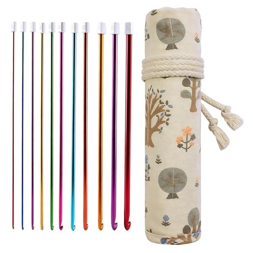Agujas de tejer largas y de colores para crear mantas paso a paso