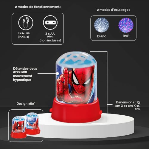 WONDEE Lampe Spiderman Proyecteur Marvel, Veilleuse Projecteur Enfant et Bebe de Plafond avec deux Modes de Lumière, Idee Cadeau Bapteme Garcon, Cadeau Enfant 3, 4, 5, 6, 7 ans – vue 2