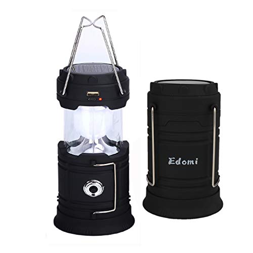 LED Camping Lantern Solar Flashlight - Edomi Camping Light USB Rechargeable Outdoor Survival