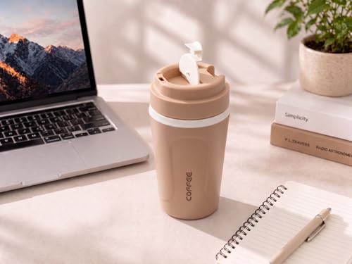 Image of Kitchivo Multipurpose Insulated Travel Mug - 350ml | Double Wall Stainless Steel Flask for Coffee, Tea & Milk | 100% Leak-Proof | Keeps Hot & Cold for Hours | Car Friendly (Coffee)