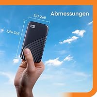 WD My Passport SSD 1 TB mobiler SSD Speicher (NVMe-Technologie, USB-C und USB 3.2 Gen-2 kompatibel, Lesen 1050 MB/s, Schreiben 1000 MB/s) Mitternachtsblau – Ansicht 3